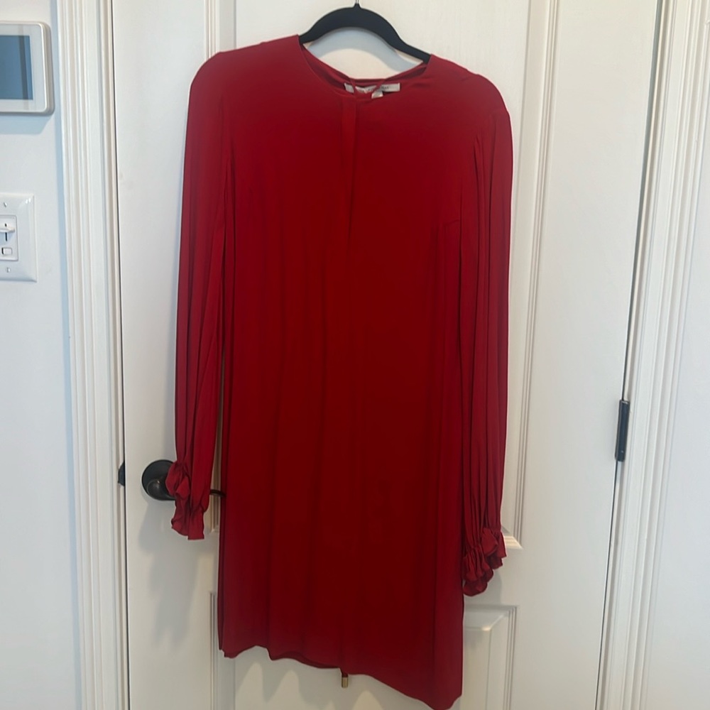 DVF Red Long Sleeve Dress size 6